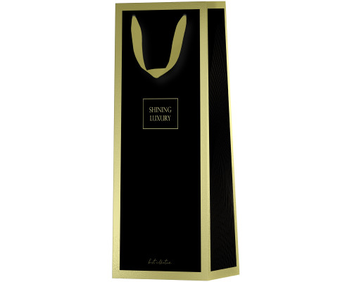 Пакет подарочный БУТЫЛОЧНЫЙ 36х12х8,5см MESHU _61734 Black (371173)