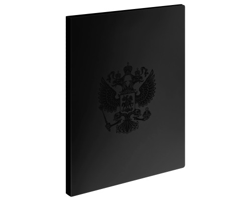 Папка-скоросшиватель А4 СТАММ Герб ММ-32147 (17мм/700мкм) чёрная/soft-touch (380862)