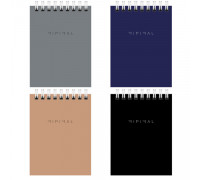 Блокнот А7 пружина 40л BRAUBERG 116430 Minimal Classic (сер, чёр, син,)