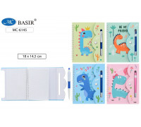 Блокнот подарочный BASIR МС-6145 пружина/ручка 48л DINO (18х14,5см) клапан на липучке