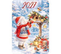 Календарь 2027г карманный (Империя поздравлений 30002066) Овечки (овечка с кормушкой) 20шт/уп