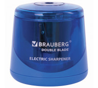 Точилка электрическая BRAUBERG (229605) DOUBLE BLADE BL контейнер/синяя (двойное лезвие)