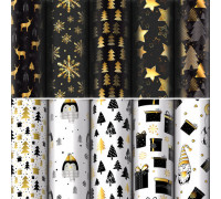 Бумага подарочная (НГ) ЗОЛОТАЯ СКАЗКА 592052 Black.Gold.White 70х100 (90г/м2) 10 дизайнов