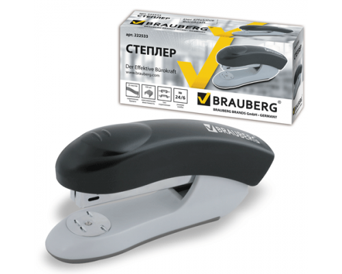 Степлер №24 BRAUBERG 222533 25л "Original" пластик/механизм металл черный