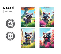 Блокнот А7 пружина 40л MAZARI (М-17343) Енот (0018102)
