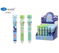 Ручка-сувенир/детская 10цв BASIR JD-6615/864 шарик/автомат КОТ-МОНСТРИК