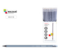 Карандаш графитный НВ с ластиком MAZARI М-6116 SYBER R заточ/пластик (0000481)