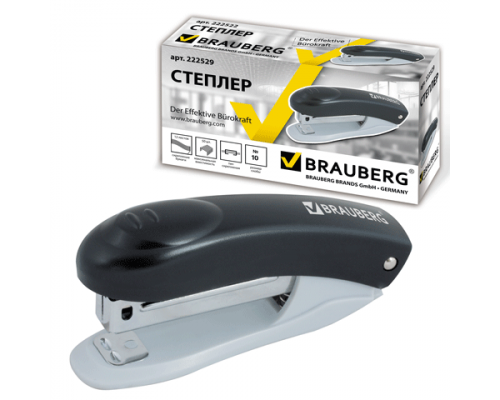 Степлер №10 BRAUBERG 222529 12л "Einkommen" пластик/механизм металл чёрный
