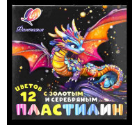 Пластилин восковый 12цв ЛУЧ Фантазия 230г (2310-08) стек (+золото/серебро)