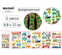 Наклейки-тату светящиеся в темноте MAZARI М-20811 (6,8х12мм) ТРАНСПОРТ (2л/наб)