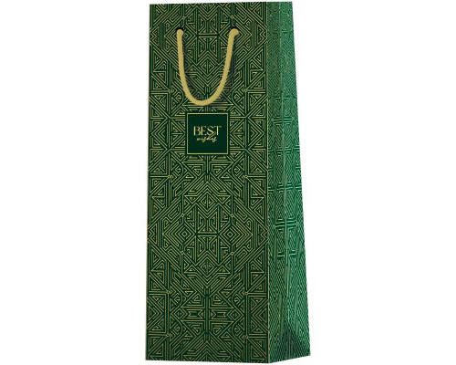 Пакет подарочный БУТЫЛОЧНЫЙ 36х12х8,5см MESHU _61737 Strict pattern (371176)