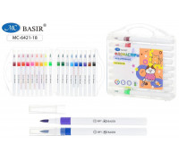 Фломастеры акварельные 18цв BASIR МС-6421-18 КОШКИ пластиковый бокс