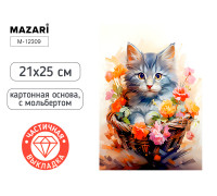 Алмазная мозаика MAZARI М-12309 (21х25) Кошка (0018519) частичная выкладка/мольберт