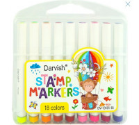 Фломастеры-штампы 18цв DARVISH DV-13181-18 бокс пластик