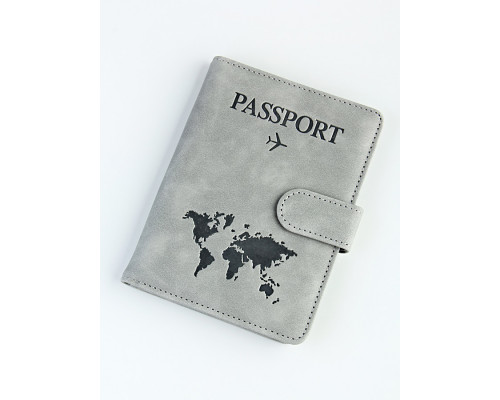 Обложка на паспорт кожа BAREZ А-116 Travel 101 серая/на кнопке