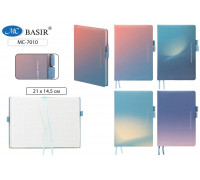 Блокнот А5 кожзам BASIR МС-7010 80л 2 резинки для ручек
