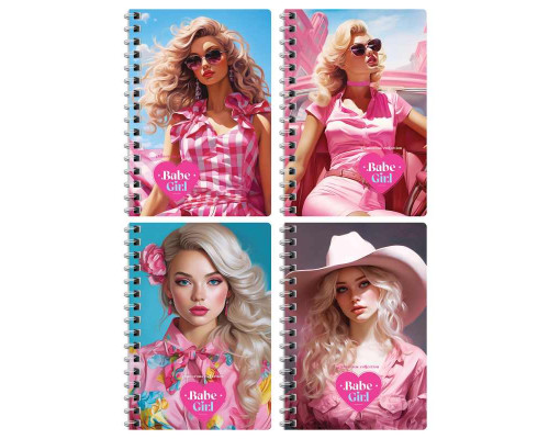 Блокнот А6 пружина/боковая 80л БиДжи 12800 Pink girls (362335)