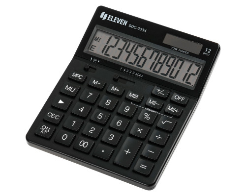 Калькулятор наст. 12р Eleven SDC-333Х-ВК (125х155) чёрный (365637)