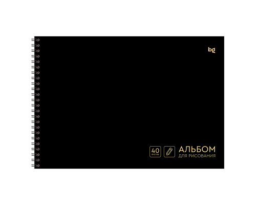 Альбом 40л пружина БиДжи 06791 Абсолютно черный 160г/м2 (385484)