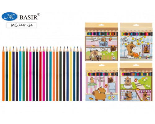 Карандаши 24цв BASIR (МС-7441) Капибара