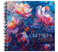 Скетчбук А6+ переплёт/пружина/боковая БиДжи _64599 Витраж. Цветы 40л/120г/м2 (376698)