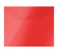 Конверт на кнопке А5 СТАММ ММ-31905 прозрачный/красный 150мкм (375075)