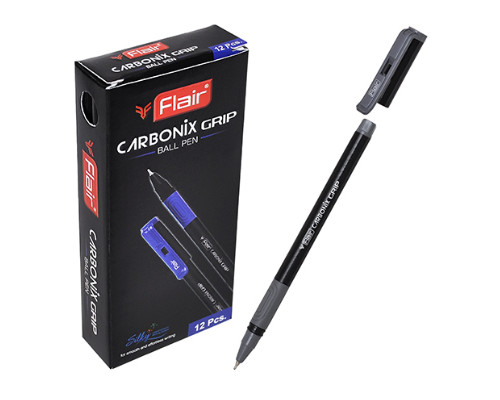 Ручка шариковая Flair F-1377 CARBONIX GRIP чёрная 0,7мм 12шт/уп