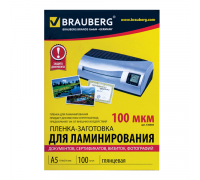 Пленка для ламинации А5 100мкм 100шт глянц. 530805 BRAUBERG