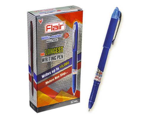 Ручка шариковая Flair (10км) F-743DX синяя Writometer ball NEW (корпус цветной)