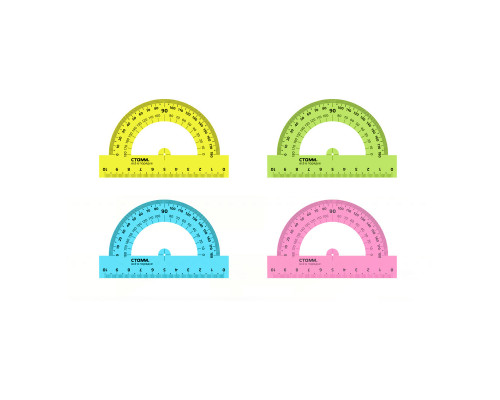 Транспортир пластик СТАММ ТР11 10см/180град Neon Crystal (001476)