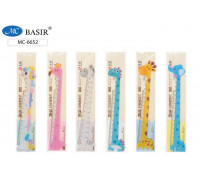 Линейка 20см пластик BASIR МС-6652 фигурная ЖИВОТНЫЕ