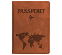 Обложка на паспорт кожзам STAFF 238876 Map PASPORT/коричневая