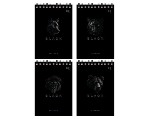 Блокнот А6 пружина 60л БиДжи 07052 Just black (379080)