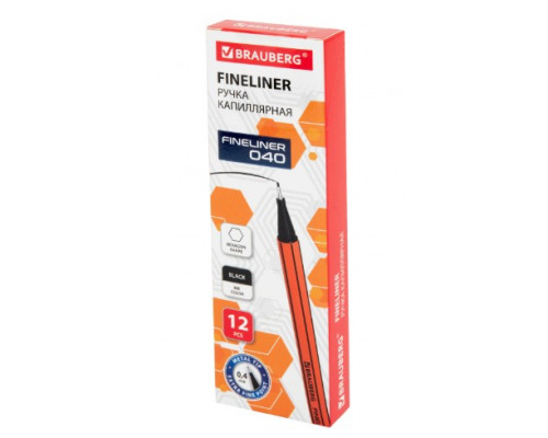 Ручка капиллярная BRAUBERG 144139 0,4мм чёрная FINE 040