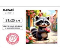 Алмазная мозаика MAZARI М-12367 (21х25) Енот (0020409) частичная выкладка/мольберт