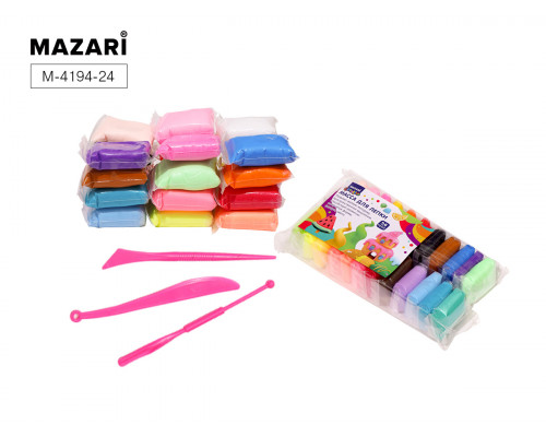 Пластилин СУПЕРЛЁГКИЙ 24цв MAZARI (M-4194-24) 312гр 3стека/пакет (0013610)