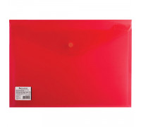 Конверт на кнопке А4 BRAUBERG 224812 прозр/красный 180мкм