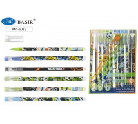 Ручка пиши-стирай/гель BASIR МС-6023 синяя СПОРТ корпус с рисунком 0,5мм