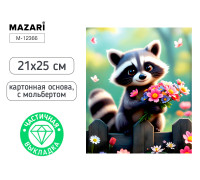 Алмазная мозаика MAZARI М-12366 (21х25) Енот (0020408) частичная выкладка/мольберт