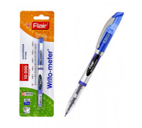 Ручка шариковая Flair (10км) F-743/блистер синяя Writometer ball NEW (корпус прозрачный)