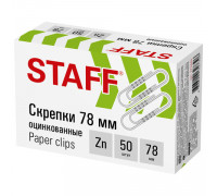Скрепки 78мм оцинкованные/гофра 50шт карт/уп STAFF 270449