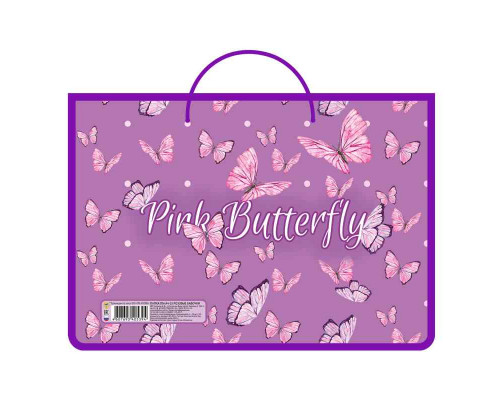 Папка А4 пластик (ручка-шнурок) ПЧЁЛКА (ПМ-А4-35) BUTTERFLY