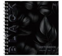 Скетчбук А6+ переплёт/пружина/боковая БиДжи _64602 Black.Leaves 40л/120г/м2 (376701)