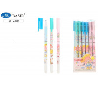 Ручка пиши-стирай/гель BASIR МС-2330 синяя LITTLE STARS корпус с рисунком 0,38мм