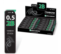 Стержень графитный 0,5мм 2В BRAUBERG "Black Jack" Hy-Polymer 20шт/пач 180448