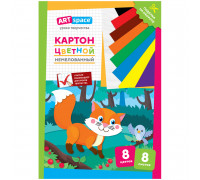 Картон цветной А4 СПЕЙС (8цв/8л) немелов _28649 ЛИСИЧКА (290864)