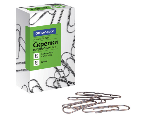 Скрепки 50мм 50шт карт/уп СПЕЙС 371629 гофрированные