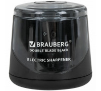 Точилка электрическая BRAUBERG (271336) DOUBLE BLADE BL контейнер/чёрная (двойное лезвие)