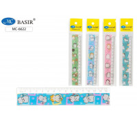 Линейка 15см пластик BASIR МС-6622 рисунок КОШКА