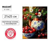 Алмазная мозаика MAZARI М-12383 (21х25) Черешня (0020425) частичная выкладка/мольберт